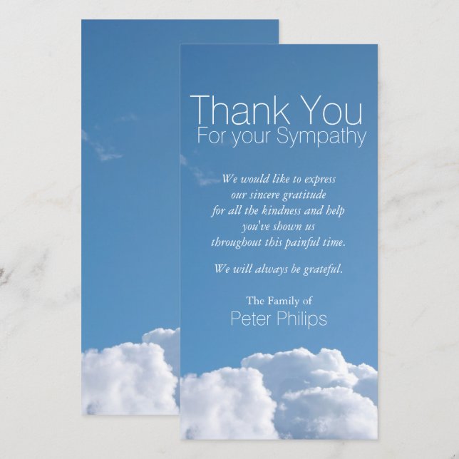 Carte photo de Merci de la sympathie Sky V1 paisib (Devant / Derrière)