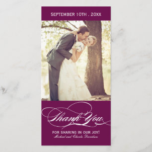 Carte photo de Merci de mariage de prune (4x8)
