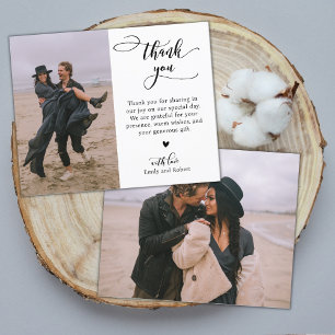Carte photo de Merci de Mariage de script élégant 