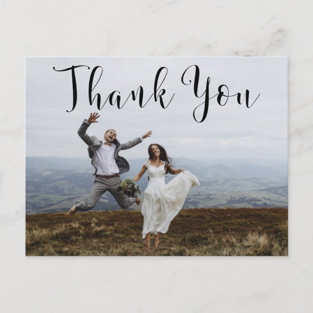 Carte photo de Merci de Mariage de script lettres  (Devant)