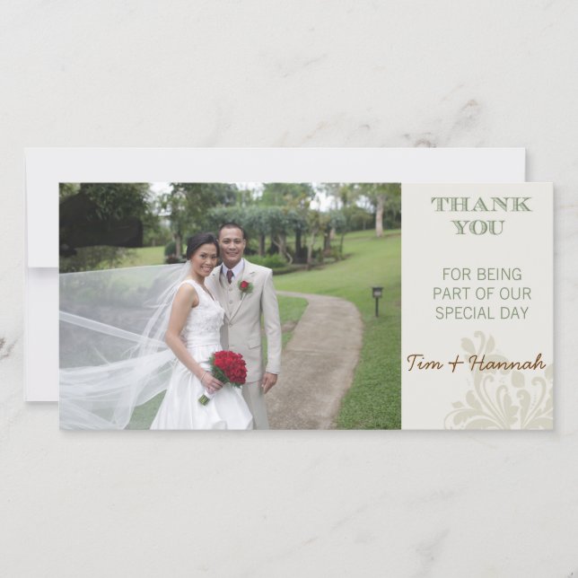 Carte photo de Merci de mariage personnalisé (Devant)