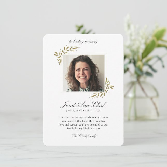 Carte photo de Merci de mémoire funéraire (Debout devant)