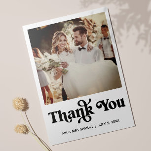 Carte photo de Merci Mariage simple rétro