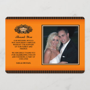 Carte photo de Merci - orange et noir