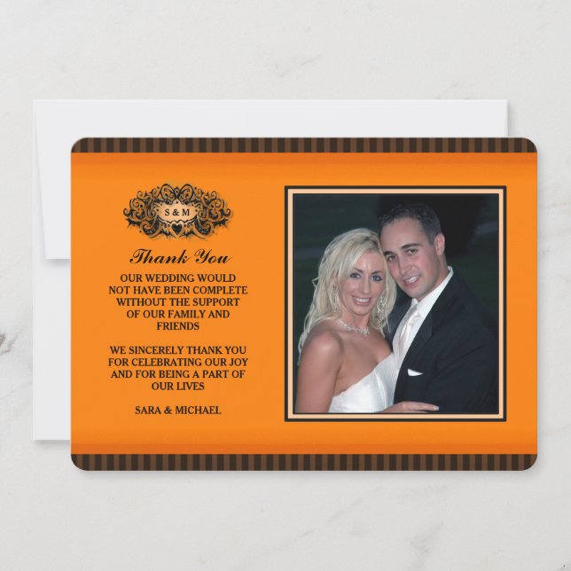 Carte photo de Merci - orange et noir (Devant)