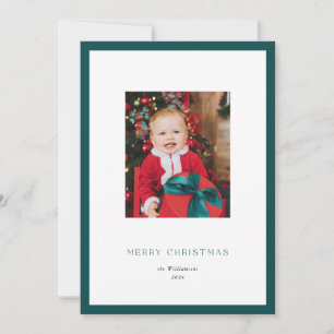 Carte photo de Noël à cadre vert classique moderne