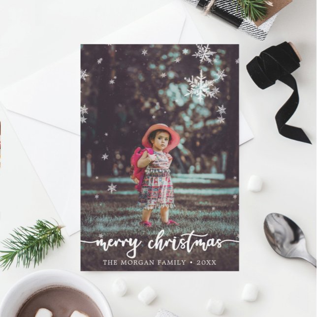 Carte photo de Noël à script rustique moderne (Créateur téléchargé)