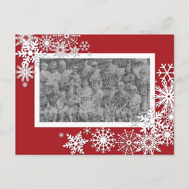 Carte photo de Noël avec des flocons de neige (Devant)