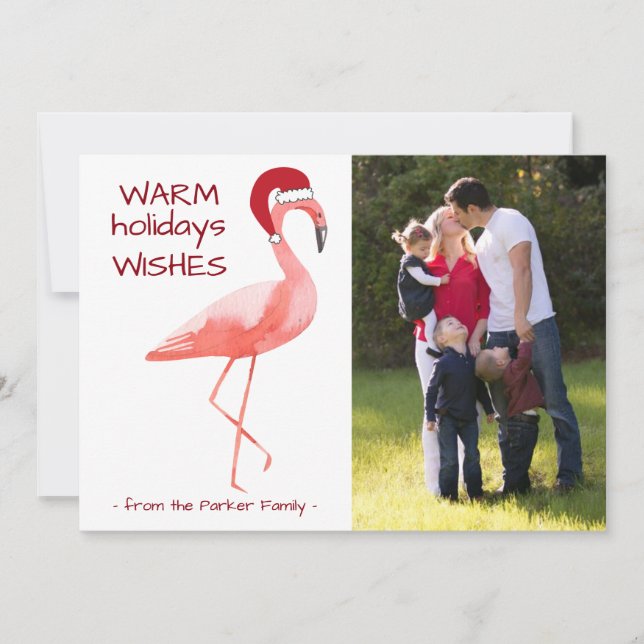 Carte photo de Noël avec Flamant rose amusant Sant (Devant)