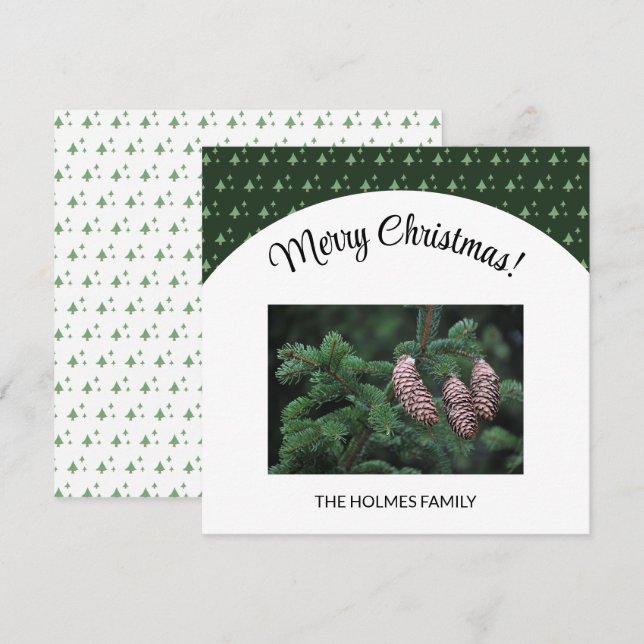 Carte Photo De Noël Avec Motif D'Arbre Illustré (Devant / Derrière)