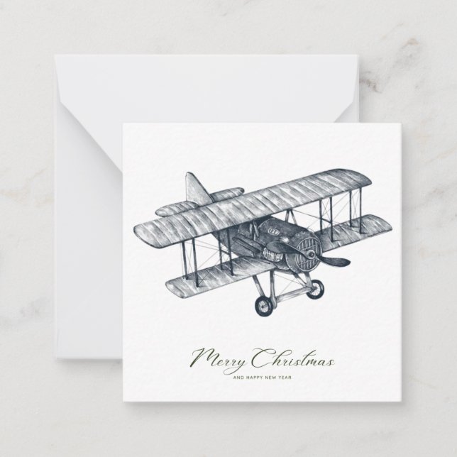 Carte photo de Noël Biplane Classic (Devant)
