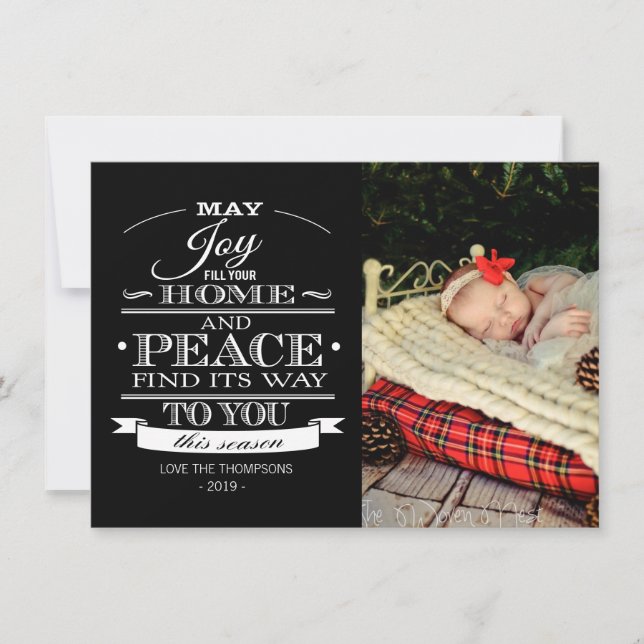 Carte photo de Noël Black & White (Devant)