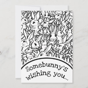 Carte photo de Noël Black White Rabbit Dessin