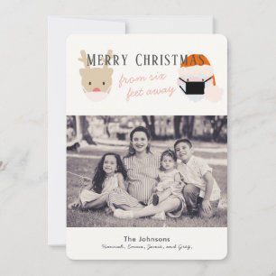 Carte photo de Noël blanche père Noël & Reindeer M