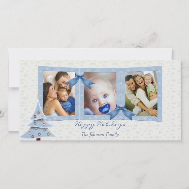 Carte photo de Noël bleu (Devant)