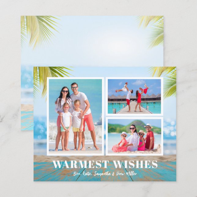 Carte photo de Noël Buddget Tropical Beach (Devant / Derrière)