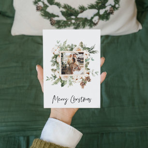 Carte Photo de Noël & Cadre Floral   Joyeux Noël