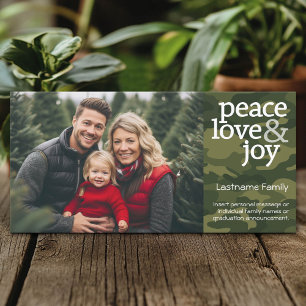 Carte photo de Noël Camo - Peace Love Joy