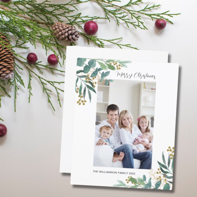 Carte photo de Noël couleur verte Budget (Créateur téléchargé)