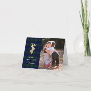 Carte photo de Noël de Cerfs d'Or Plaid de Forêt p