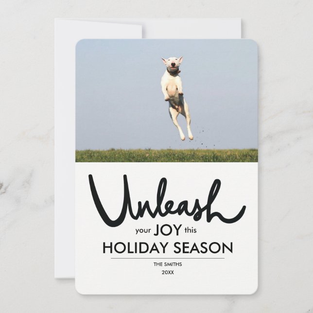 Carte photo de Noël de chien amusant | Libérez Vot (Devant)