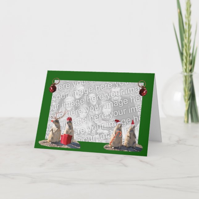 Carte photo de Noël de chien de prairie (Devant)