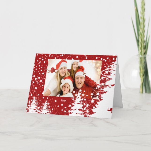 Carte photo de Noël de la famille des arbres couve (Devant)