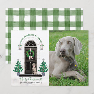 Carte photo de Noël de la fête du chien de Weimara
