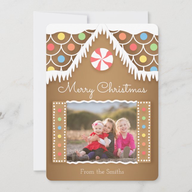 Carte photo de Noël de la Maison en pain d'épice (Devant)