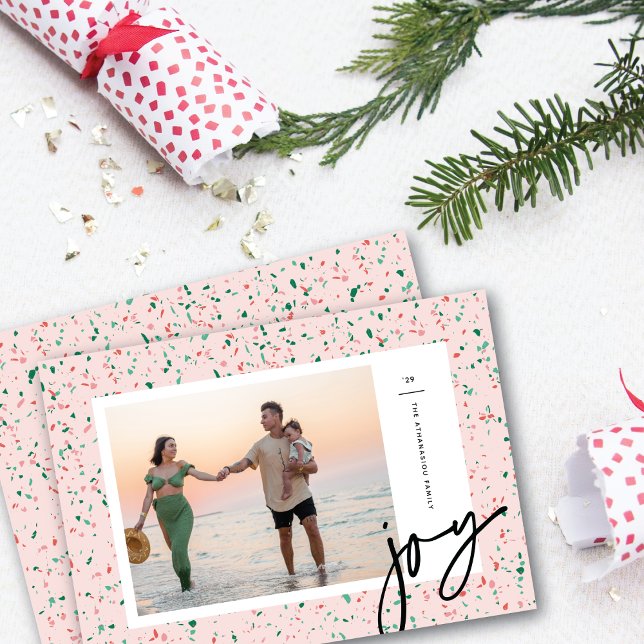 Carte photo de Noël de la menthe poivrée Terrazzo (Créateur téléchargé)
