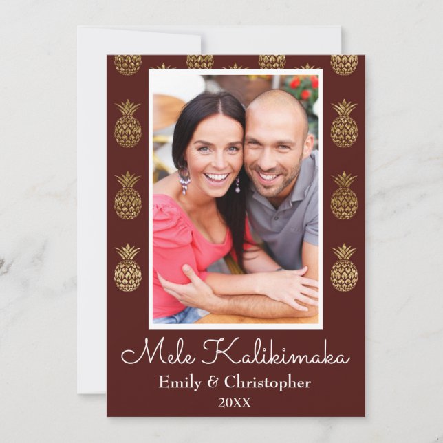 Carte photo de Noël de l'ananas Mele Kalikimaka (Devant)