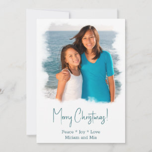Carte photo de Noël de plage Peinture aquarelle