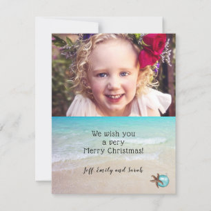 Carte photo de Noël de plage Starfish Design