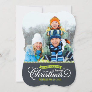 Carte photo de Noël de script de tableau noir