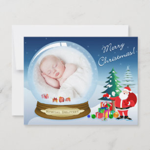 Carte photo de Noël du Père Noël et du Globe des n