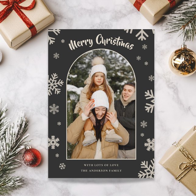 Carte photo de Noël Elegant Grey Snowflake (Elegant Grey Snowflake Christmas Photo Card)