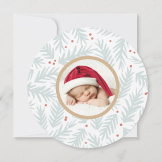 Carte photo de Noël en pin peint à la main