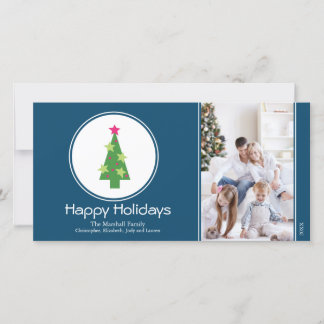 Carte photo de Noël encadrée (bleu)