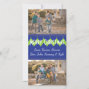 Carte photo de Noël/enveloppe blanche "Chevron Tre