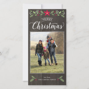 Carte photo de Noël Folk Floral