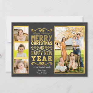 Carte photo de Noël Gold Foil