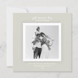 Carte photo de Noël gris/beige minimaliste et chic