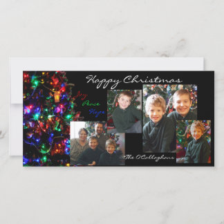Carte photo de Noël heureux - arrière - plan noir