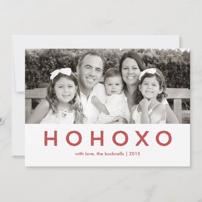 Carte photo de Noël HO XO Red Text (Devant)