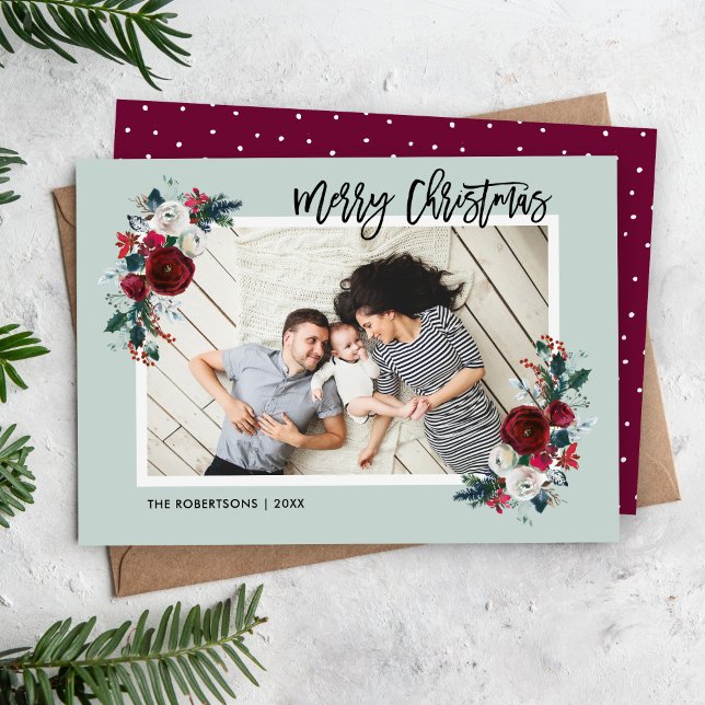 Carte photo de Noël Holly et Pine (Créateur téléchargé)