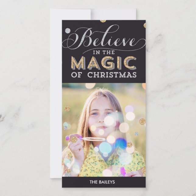 Carte photo de Noël magique - Noir (Devant)