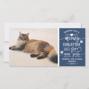 Carte photo de Noël Meowy, Chat, COULEUR MODIFIABL