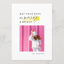 Carte photo de Noël minimaliste moderne noir et bl