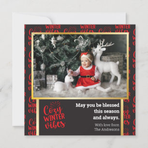 Carte photo de Noël moderne amusant hiver Cosy Vib