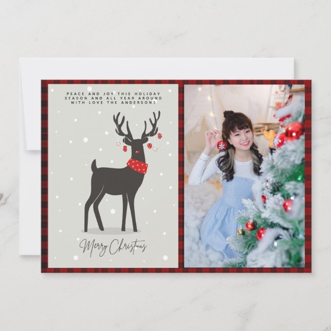 Carte PHOTO DE Noël Moderne Art populaire Reindeer (Devant)